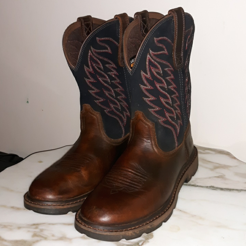 Ariat "Groundbreaker" Pull-On Western Work Boots-Soft Toe SKU:10020064